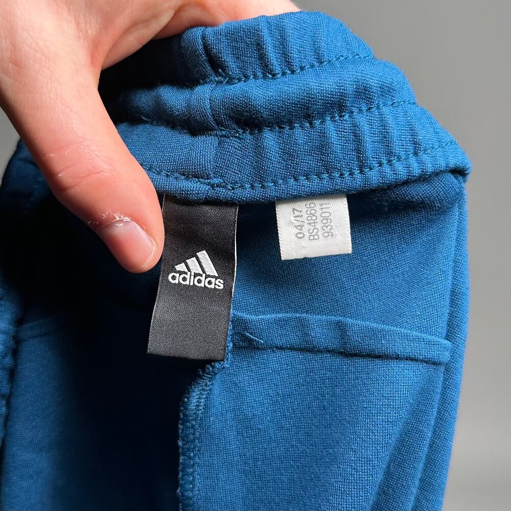 Vintage Y2K Adidas Joggers Mens M Ocean Blue Cotton Sweatpants Subtle Logo - Picture 4 of 4